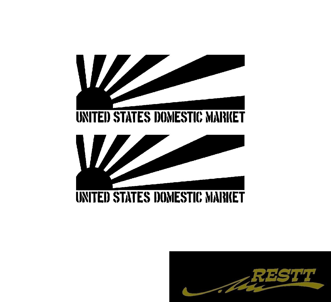 Rakuten - 旭日旗　日章旗　USDM文字　ロゴ　カッティングステッカー　2枚1セット　中サイズ