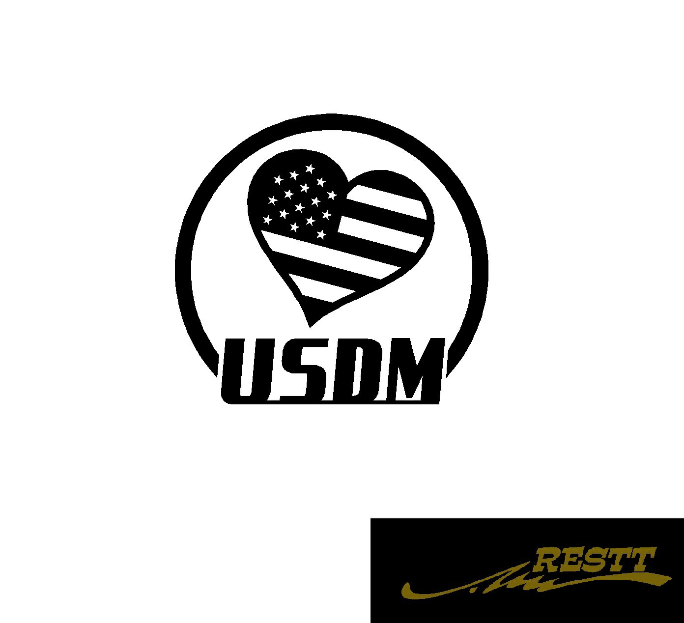 Rakuten - USDM　ハート　国旗　ロゴ　中サイズ　カッティングステッカー　かっこいい　デザイン　個性派　ドレスアップ　車　バイク　ドレスアップ　スポコン　カスタム　煽り運転　対策　交通　安全　運転　トラック　タクシー　ドライバー