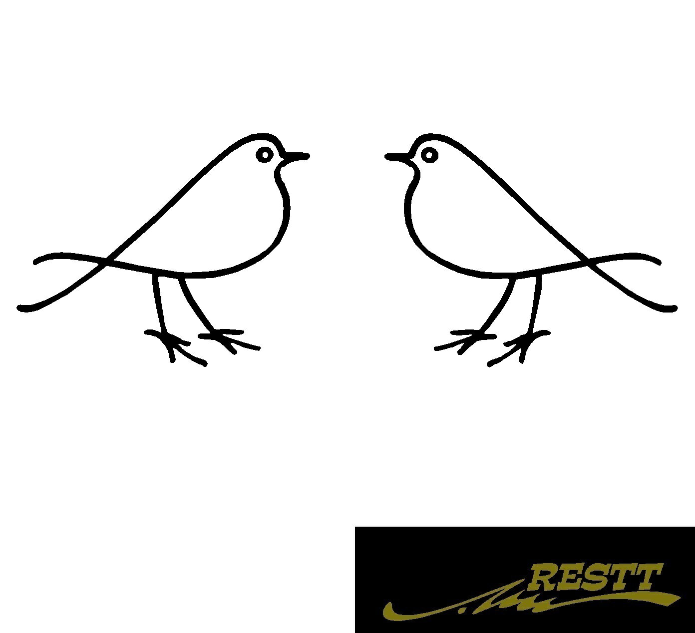 小鳥　イラスト　ロゴ　カッティングステッカー　2枚1セット　小サイズ