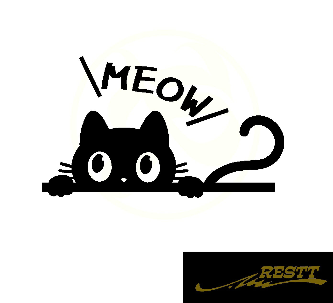 ひょっこり顔を出す　ネコ　イラスト　ロゴ　カッティングステッカー　中サイズ　選べるデザイン　おしゃれ　ドレスアップ　かわいい　デザイン　ねこ　猫　キャット　CAT