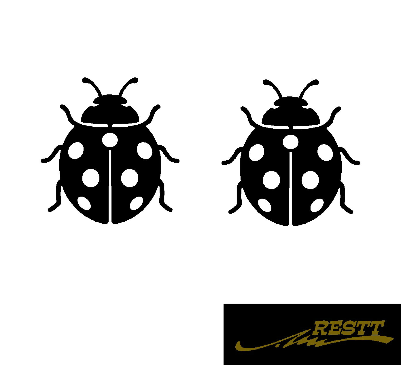 【送料無料】 テントウムシ イラスト ロゴ カッティングステッカー 特大サイズ 2枚1セット おしゃれ ド..