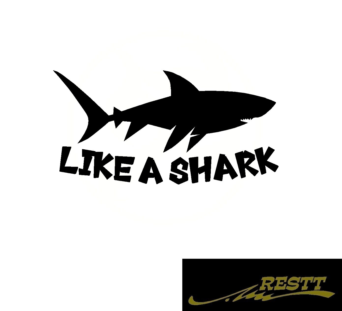 LIKE　A　SHARK　サメ　シルエット　ロゴ　文字　カッティングステッカー　大サイズ　鮫　さめ　魚シルエット　フィッシング