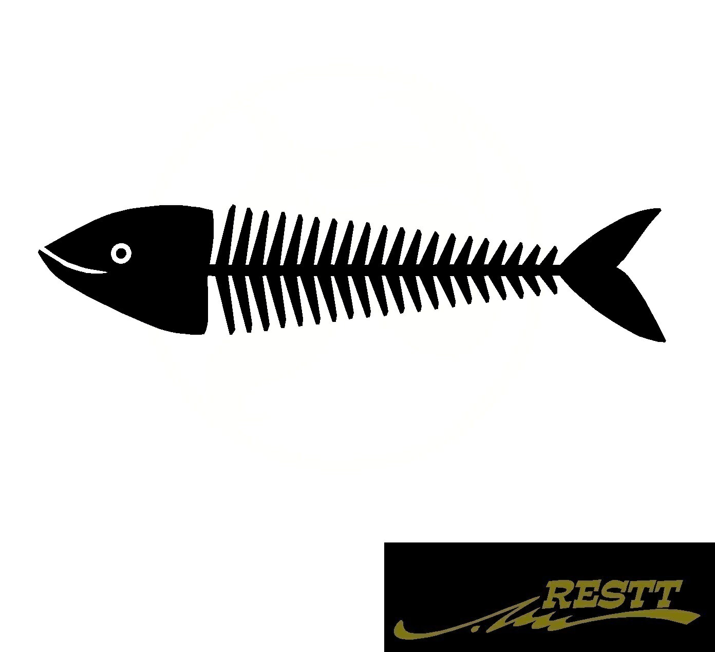 魚の骨　イラスト　ロゴ　カッティングステッカー　特大サイズ　ドレスアップ　釣り師　タックルケースに　釣人必見アイテム　フィッシュ　海釣り　川釣り　堤防　ルアー