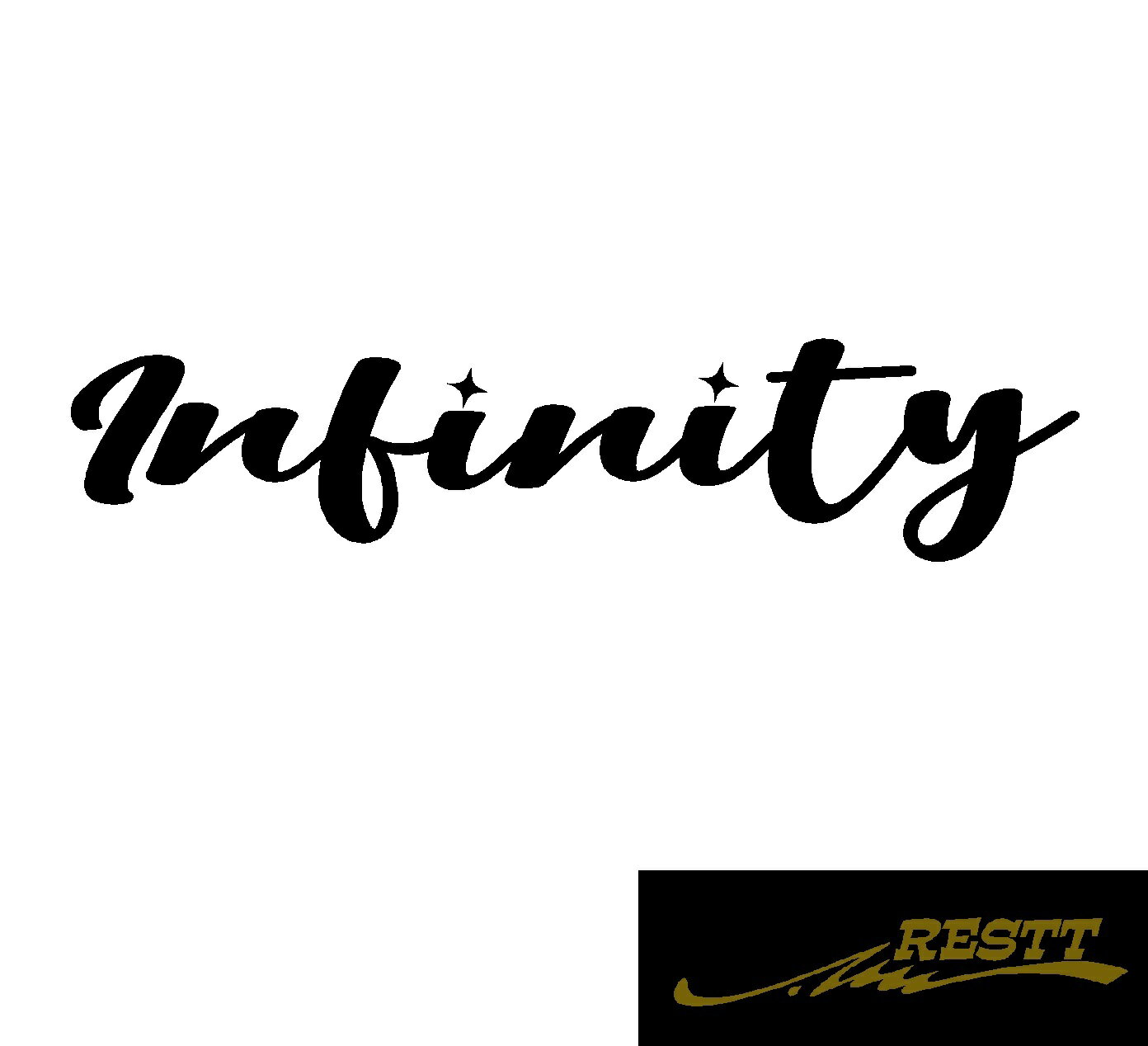 インフィニティ　Infinity　文字　ロゴ　中サイズ　フロントバナー向け　カッティングステッカー　かっこいい　デザイン　ドレスアップ　車　スポコン　スタンス　カスタム