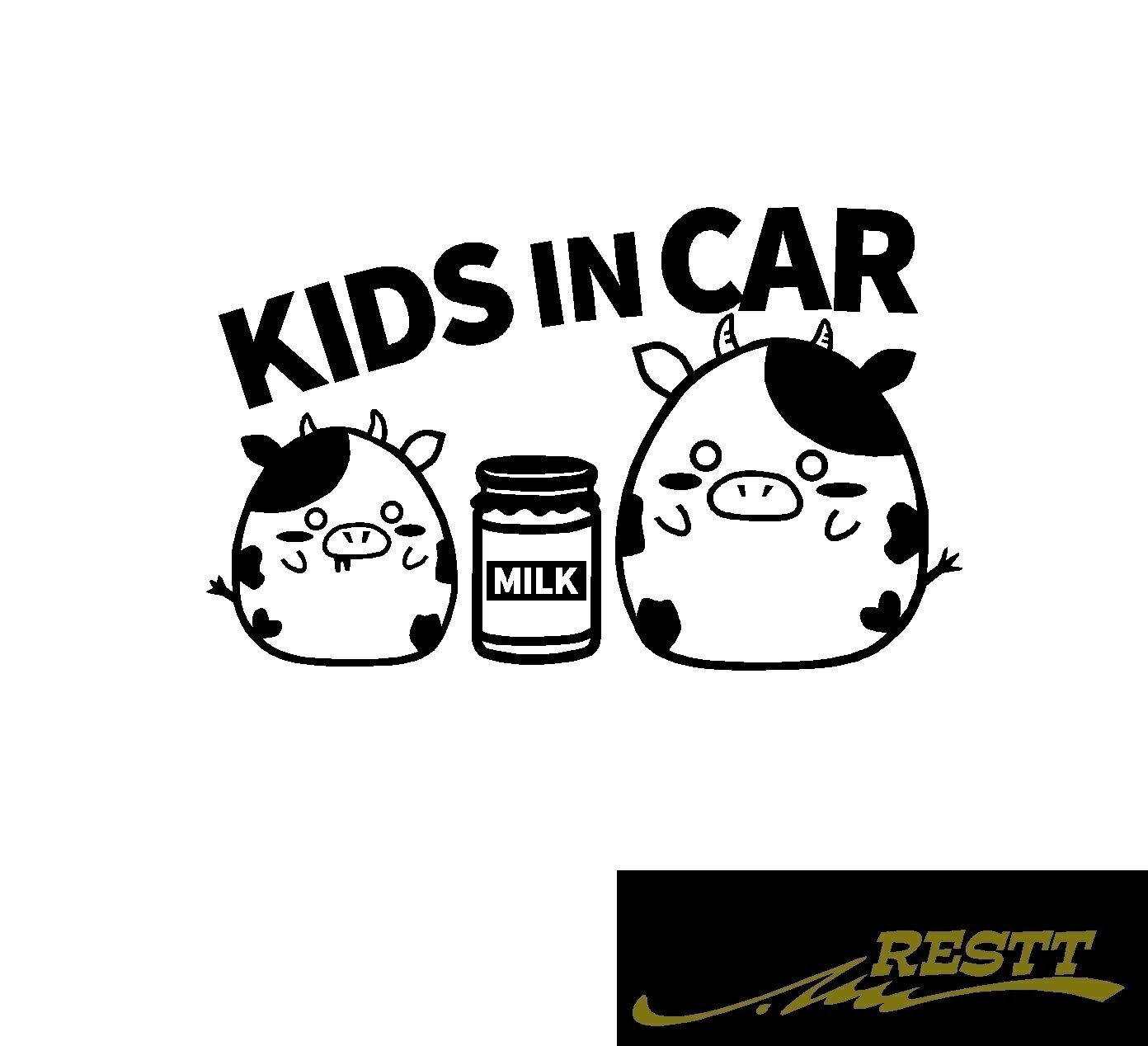 楽天RESTT　楽天市場店キッズインカー　牛 ver.2　ベビーインカー　子どもが乗ってます　たまに孫が乗ってます　カッティングステッカー　小サイズ　選べる4種類　Kids in Car Baby in Car 出産祝い　救助　自動車用　マタニティ　かわいい　おしゃれ　デザイン　煽り運転　対策