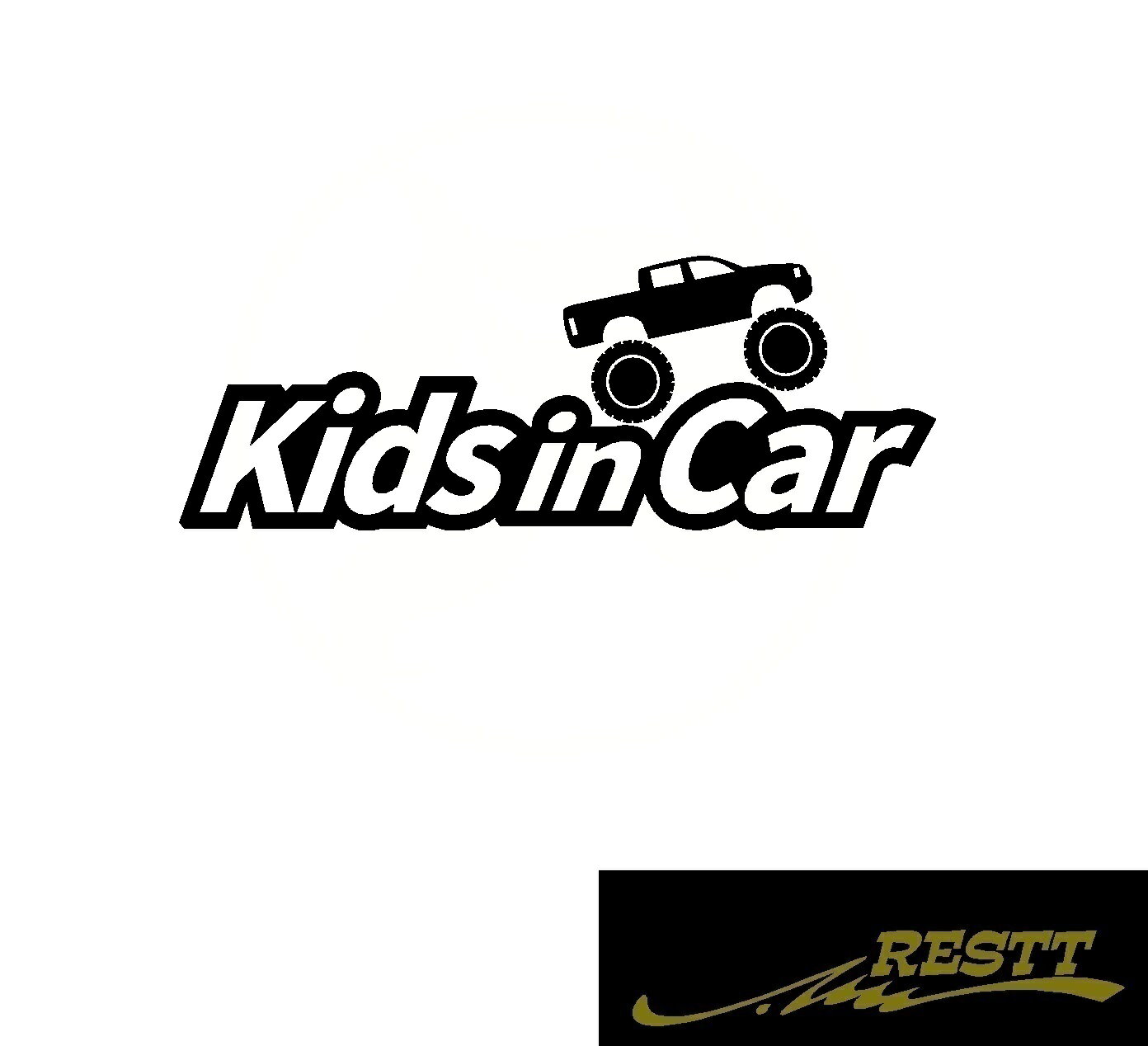 楽天RESTT　楽天市場店キッズインカー　ピックアップ　トラック　デザイン　ロゴ　カッティングステッカー　小サイズ　Kids in Car Baby in Car　Grandchild in Car　 出産祝い　救助　自動車用　マタニティ　かわいい　おしゃれ　デザイン　煽り運転　対策