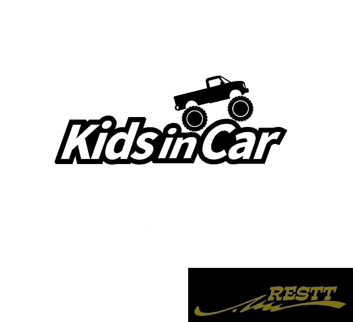 Rakuten - キッズインカー　ピックアップ　トラック　デザイン　ロゴ　ver.2　カッティングステッカー　中サイズ　Kids in Car Baby in Car　Grandchild in Car　 出産祝い　救助　自動車用　マタニティ　かわいい　おしゃれ　デザイン　煽り運転　対策