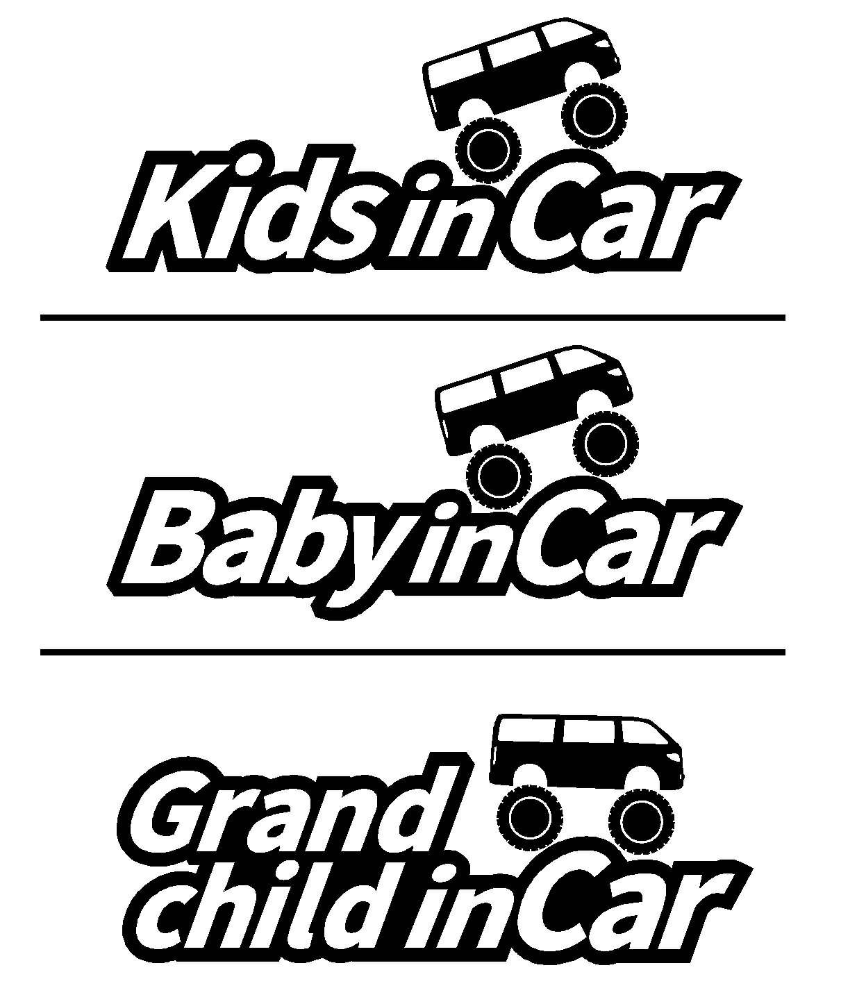 キッズインカー　ワンボックス　デザイン　ロゴ　カッティングステッカー　小サイズ　Kids in Car Baby in Car　Grandchild in Car　 出産祝い　救助　自動車用　マタニティ　かわいい　おしゃれ　デザイン　煽り運転　対策 2