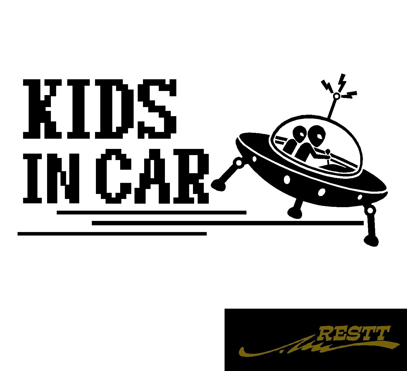 楽天RESTT　楽天市場店キッズインカー　UFO　イラスト　ロゴ　中サイズ　カッティングステッカー　選べる4種類　ベビーインカー　子どもが乗ってます　たまに　孫が乗ってます　Kids in Car Baby in Car 出産祝い　救助　自動車用　マタニティ　かわいい　デザイン　煽り運転　対策