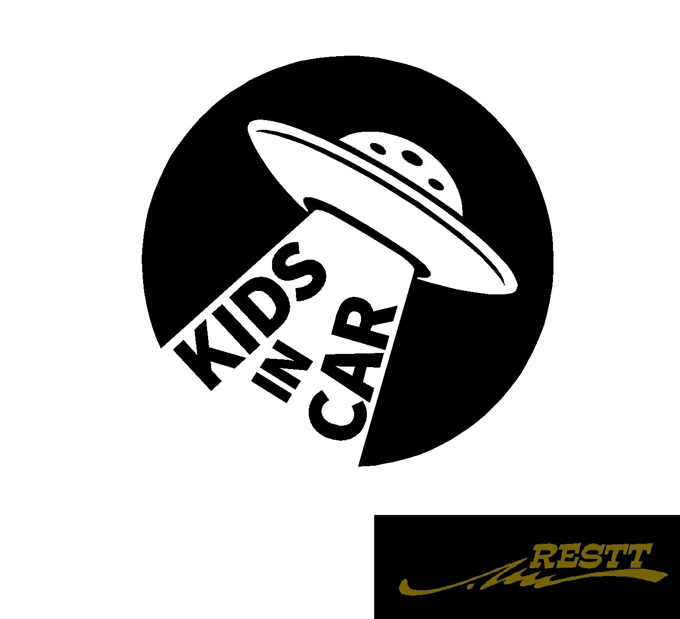 Rakuten - キッズインカー　UFO　イラスト　ロゴ　ver.2　小サイズ　カッティングステッカー　選べる4種類　ベビーインカー　子どもが乗ってます　たまに　孫が乗ってます　Kids in Car Baby in Car 出産祝い　救助　自動車用　マタニティ　かわいい　デザイン　煽り運転　対策