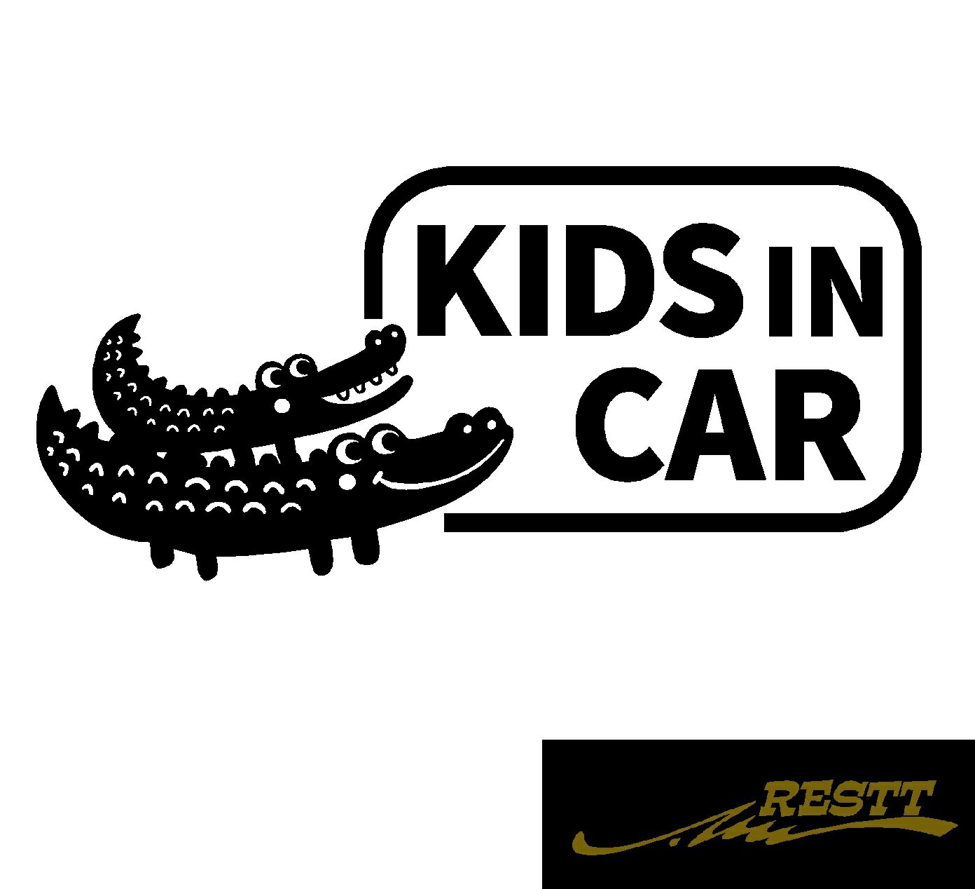 Rakuten - キッズインカー　ワニ　イラスト　ロゴ　小サイズ　カッティングステッカー　選べる4種類　ベビーインカー　子どもが乗ってます　たまに　孫が乗ってます　Kids in Car Baby in Car 出産祝い　救助　自動車用　マタニティ　かわいい　デザイン　煽り運転　対策