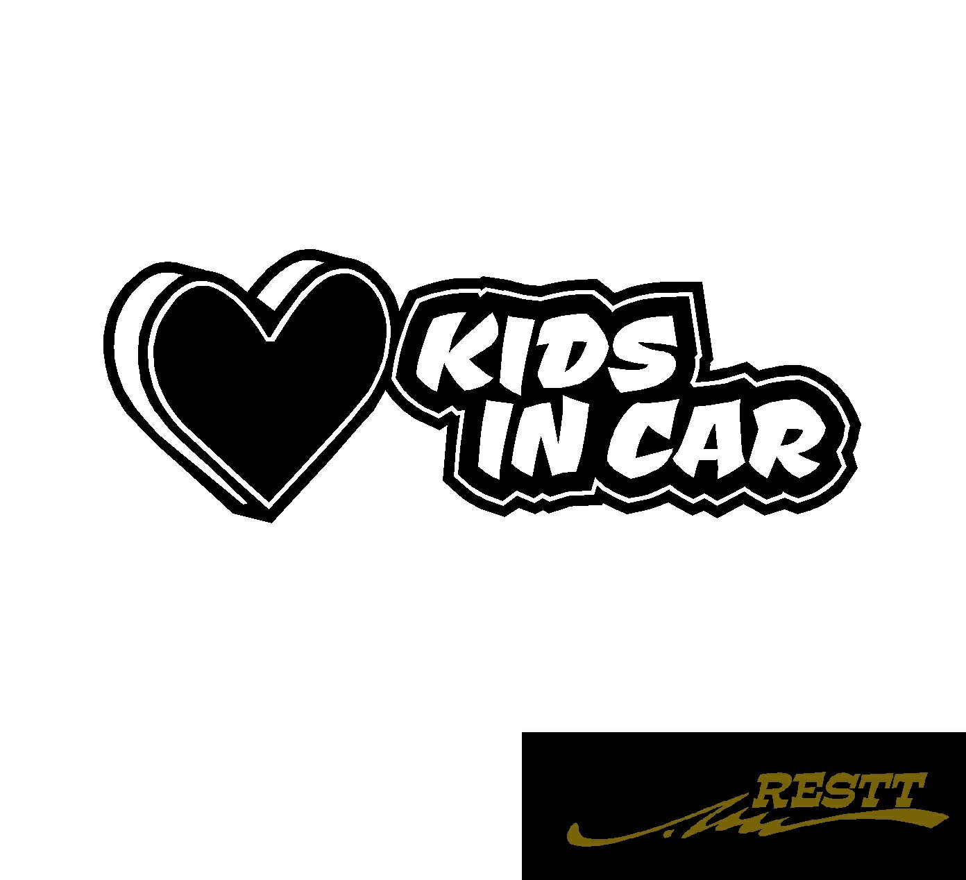 Rakuten - キッズインカー　ハート　イラスト　ロゴ　ver.2　大サイズ　カッティングステッカー　選べる4種類　ベビーインカー　子どもが乗ってます　たまに　孫が乗ってます　Kids in Car Baby in Car 出産祝い　救助　自動車用　マタニティ　かわいい　デザイン　煽り運転　対策