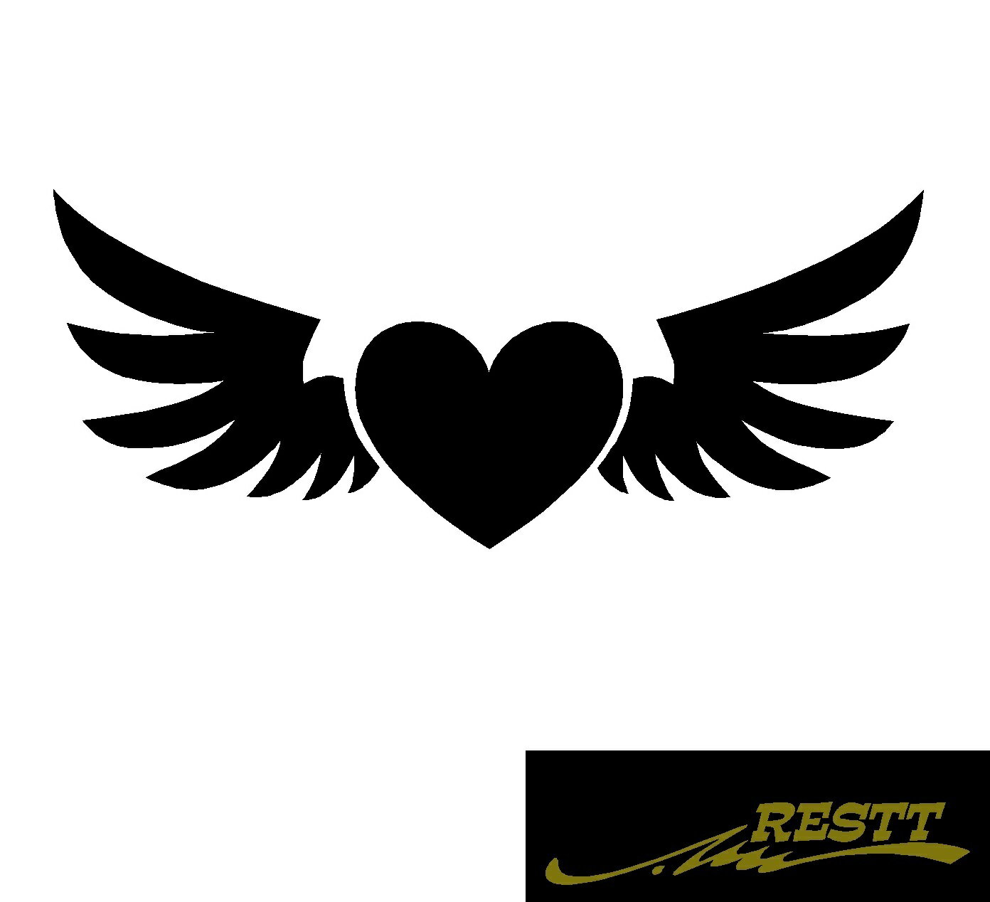 ハート＆翼　ロゴ　カッティングステッカー　小サイズ