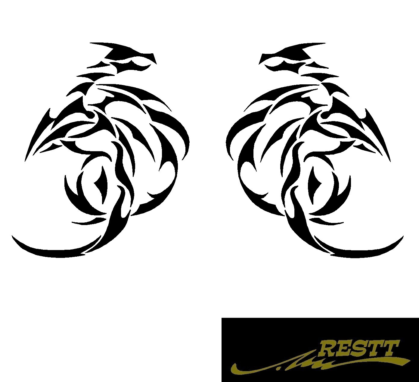 ドラゴン系　トライバル　ロゴ　カッティングステッカー　小サイズ　2枚1セット