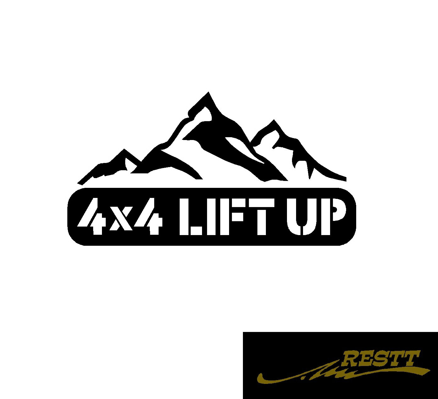 4×4 リフトアップ ロゴ 山 イラスト カッティングステッカー 小サイズ ドレスアップ かっこいい おしゃれ 車 アピール スポコン クロカン 林道 四駆 4WD