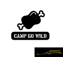 CAMP GO WILD 文字 ロゴ カッティングステッカー 特大サイズ 文字 ステッカー ドレスアップ かわいい おしゃれ デザイン アウトドア キャンプ キャンパー 骨付き肉 イラスト 車 バイク(2)