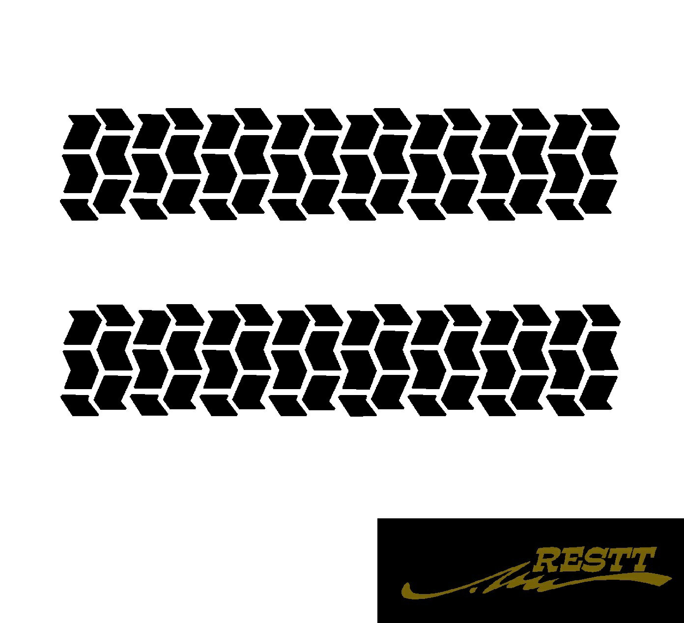 タイヤパターン ver.1　ロゴ　イラスト　カッティングステッカー　中サイズ　2枚1セット　タイヤ跡　タイヤ痕　クロカン　リフトアップ　林道　山道　未舗装　悪路　漢字　面白いデザイン