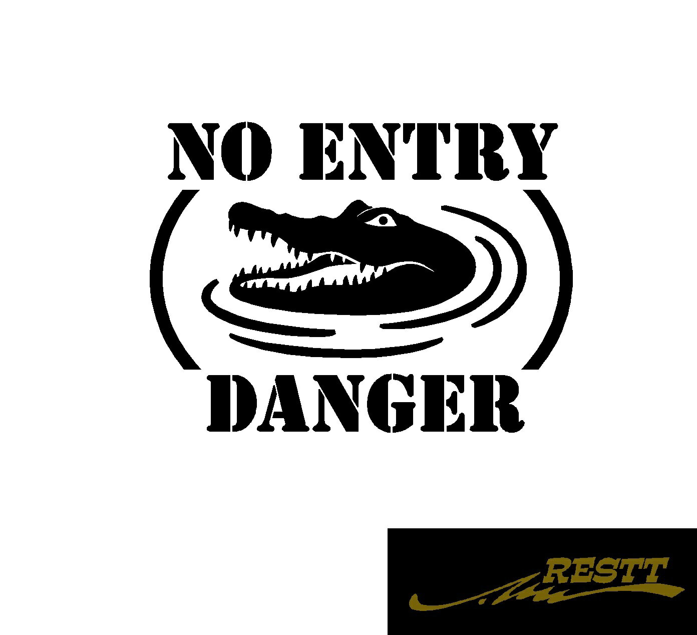 NO ENTRY DANGER　ワニ　ロゴ　文字　イラスト　カッティングステッカー　大サイズ　自動車　バイク　..