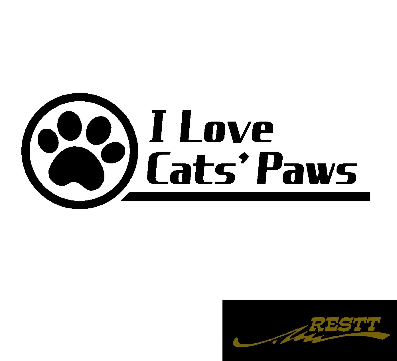 Rakuten - 肉球　I love cats' paws　ロゴ　文字　イラスト　カッティングステッカー　小サイズ　自動車　バイク　ねこ　ネコ　猫　肉球　猫の足が大好き