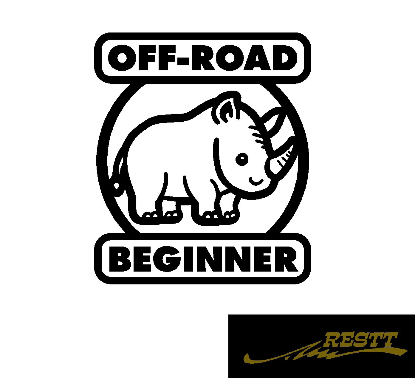 オフロードビギナー　サイ　イラスト　ロゴ　文字　カッティングステッカー　特大サイズ　自動車　バイク　ステッカー　リアガラス　ビギナー　初心者　クロカン　悪路車に