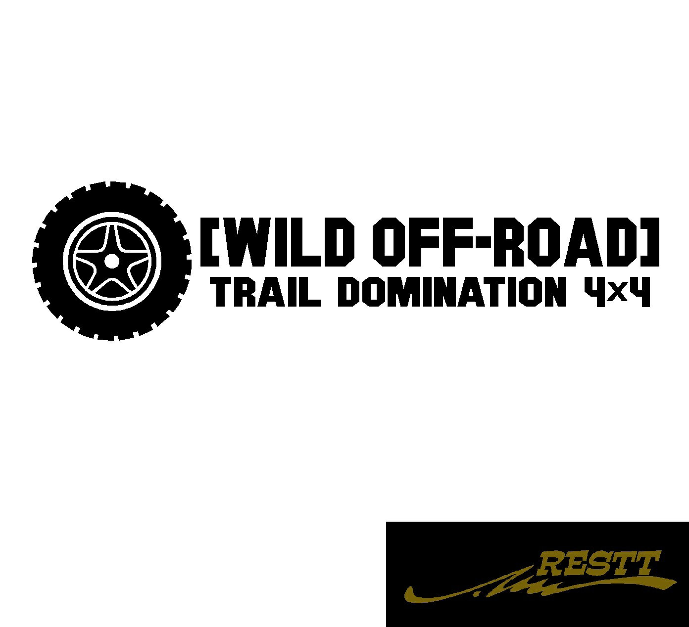 WILD OFF-ROAD Trail Domination 4×4　タイヤ　ロゴ　ver.1　文字　イラスト　カッティングステッカー　中サイズ　車　ステッカー　かっこいい　ステッカー　かわいい　デザイン　自動車　バイク　ステッカー　リアガラス　個性派　アピール