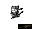猫の忍者 イラスト ロゴ カッティングステッカー 大サイズ ステッカー 車 かっこいい 猫 ステッカー 車 デザイン ドラレコ 運転 かわいい 自動車 リアガラス 個性派 アピール