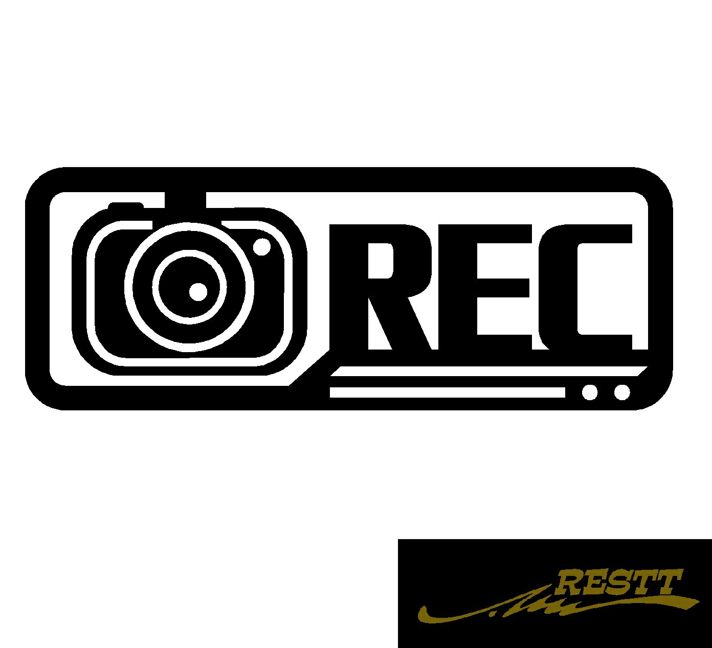 Rakuten - ワンポイント　シンプル　カメラ　REC　横デザイン　ロゴ　カッティングステッカー　大サイズ　文字　ステッカー 車 かっこいい　デザイン　ドラレコ　運転　かわいい　自動車　リアガラス　個性派　アピール
