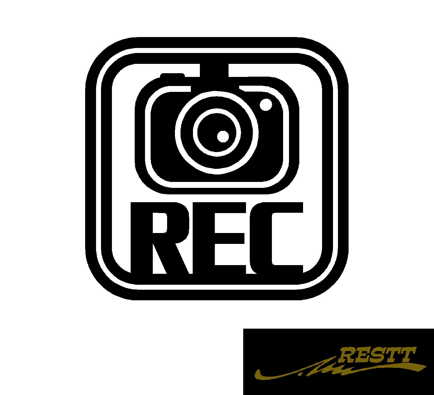 Rakuten - ワンポイント　シンプル　カメラ　REC　四角デザイン　ロゴ　カッティングステッカー　大サイズ　文字　ステッカー 車 かっこいい　デザイン　ドラレコ　運転　かわいい　自動車　リアガラス　個性派　アピール