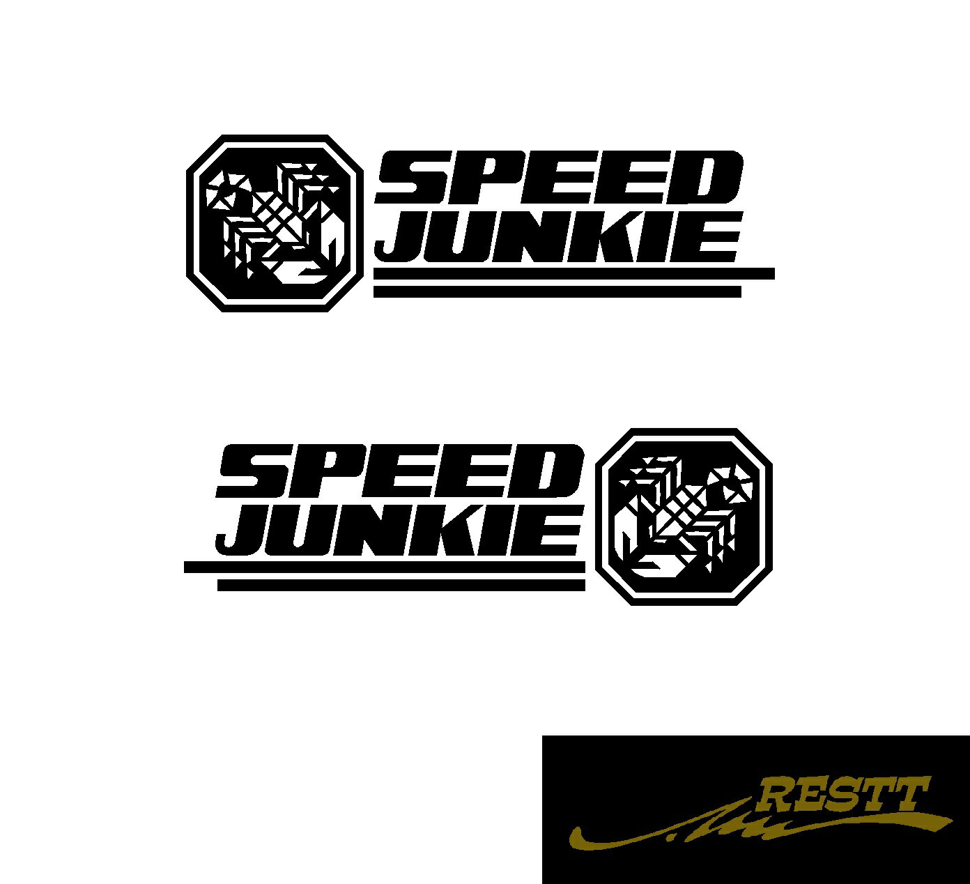 Rakuten - Speed Junkie サソリ イラスト ロゴ カッティングステッカー 小サイズ 2枚1セット おしゃれデザイン ドレスアップ 車 ステッカー かっこいい アピール スポコン 高速 スピード ジャンキー サーキット