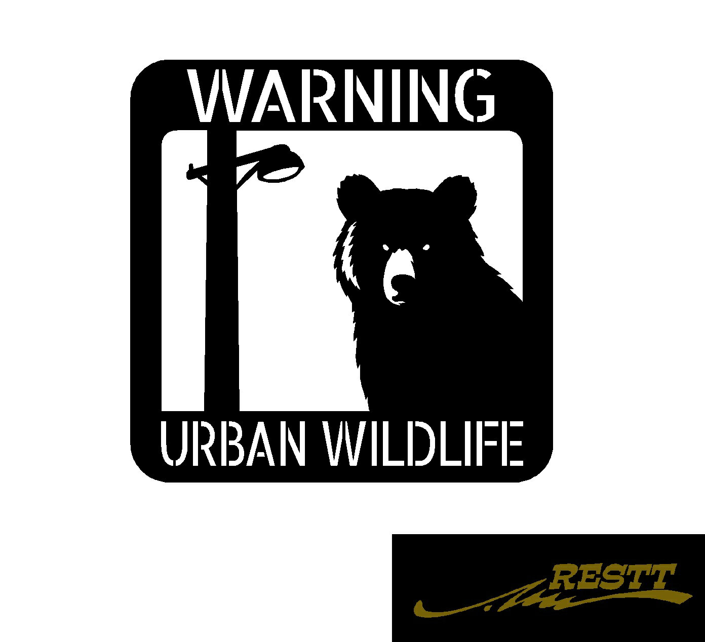 Rakuten - WARNING URBAN WILDLIFE クマ ロゴ 文字 カッティングステッカー 大サイズ おしゃれデザイン ドレスアップ 車 ステッカー かっこいい アピール ワーニング 危険 ワイルド