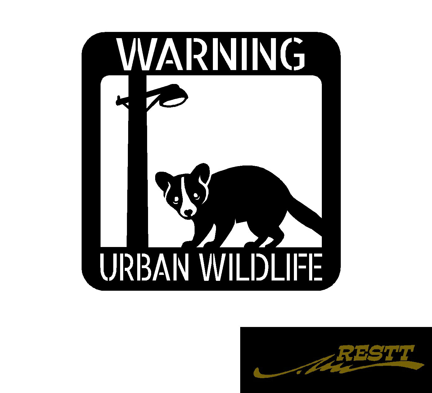 Rakuten - WARNING URBAN WILDLIFE ハクビシン ロゴ 文字 カッティングステッカー 大サイズ おしゃれデザイン ドレスアップ 車 ステッカー かっこいい アピール ワーニング 危険 ワイルド