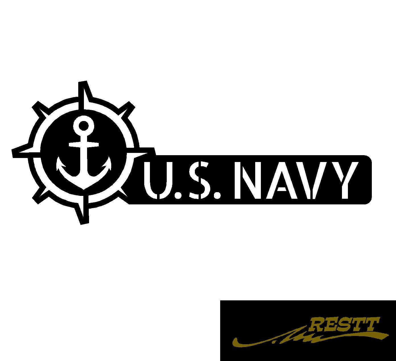 Rakuten - U.S.NAVY　ネイビー　ロゴ　イラスト　カッティングステッカー　特大サイズ　ミリタリー　工具箱　バッチ　チーム　かっこいい　おしゃれ　デザイン　ドレスアップ　車　バイク　リアガラス　マーク