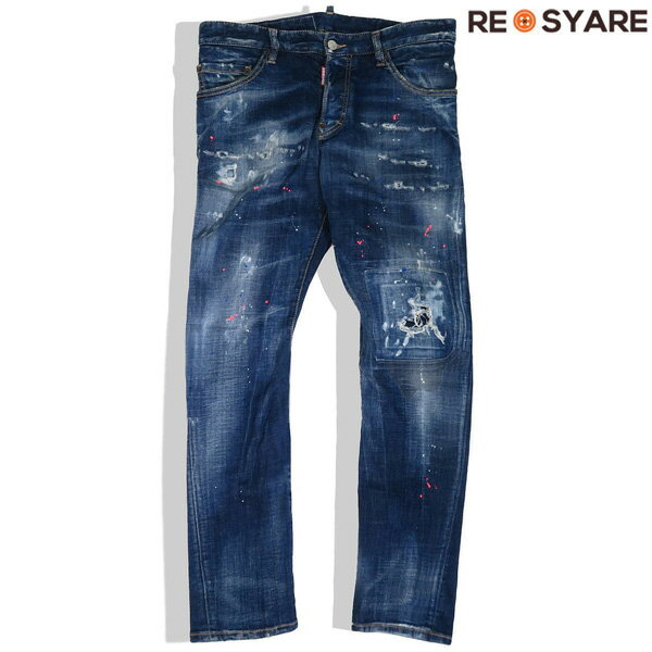 美品 ディースクエアード 2021SS S71LB0917 SEXY TWIST JEAN ペイント ダメージ リペア加工 ボタンフライ デニム パンツ 46193 【中古】