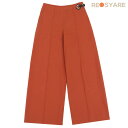 【極美品】HERMES エルメス 2022SS ガウチョ ワイド パンツ サイズ36 コットン レザー オレンジ ブラウン ストラップ ベルト 47285 【中...