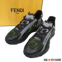 【展示品 サイズ9】FENDI フェンディ FLOW フロー レザー ファブリック スニーカー 28cm相当 黒 イエロー 付属品あり 国内正規 47368 【...
