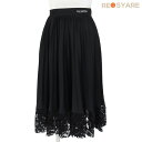 【良品】VALENTINO ヴァレンティノ TB3MD01H575 ロゴ フラワーレース ジャージー プリーツ 切替 スカート 47023 【中古】