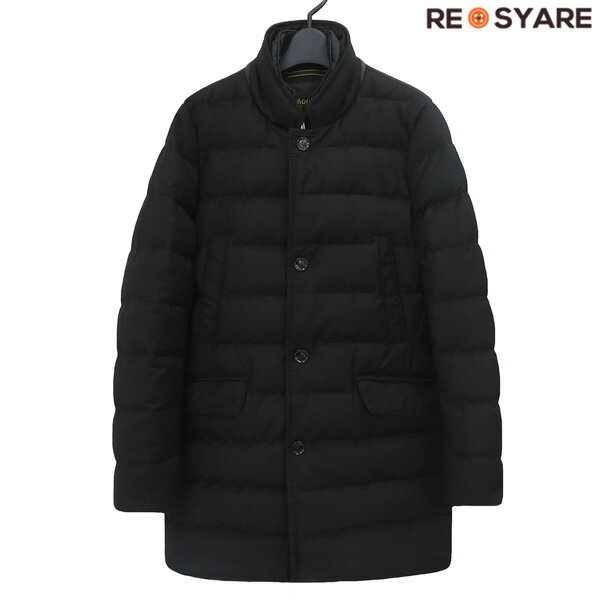 【極美品】MooRER ムーレー COSTANZO-PUM ACQUA シングルブレスト パデッド ダウン コート メンズ46 黒 ブラック 撥水 定価35万 47646【中古】