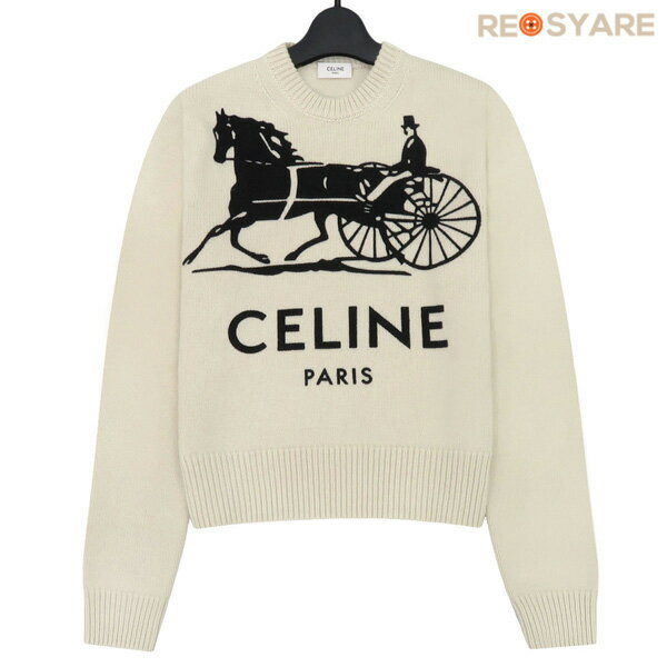 樂天商城 - 【極美品 26SS Safari掲載】CELINE セリーヌ カシミヤ 100％ サルキー 2輪馬車 ニット ロゴ XS ユニセックス 国内正規品 定価28.6万 47715【中古】