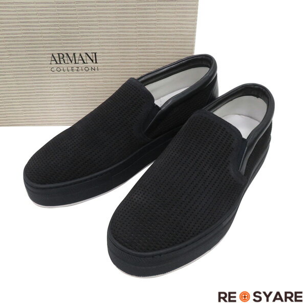 乐天商城 - 【未使用 サイズ41】ARMANI COLLEZIONI アルマーニ コレツィオーニ《ACJ SLIP ON》レザー スリッポン スニーカー 25.5cm～26 47792【中古】