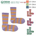 ★期間限定!最大20%OFFクーポン対象商品★【送料無料】rasox(ラソックス) ツートン パネルボーダー ソックス L字型 靴下 くつ下 メンズ レディース 日本製