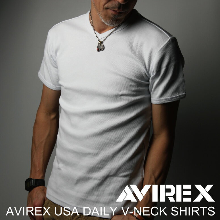 ★ポイント10倍★【送料無料】AVIREX アビレックス avirex アヴィレックス・Vネック Tシャツ カットソー Tシャツ メンズ レディース（6143501/617351)【クーポン対象外商品】【父の日 プレゼント】