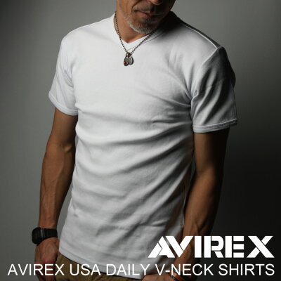 ★ポイント10倍★【送料無料】AVIREX アビレックス avirex アヴィレックス・Vネック Tシャツ カットソー Tシャツ メンズ レディース(6143501/617351)【クーポン対象外商品】 プレゼント - Image 1