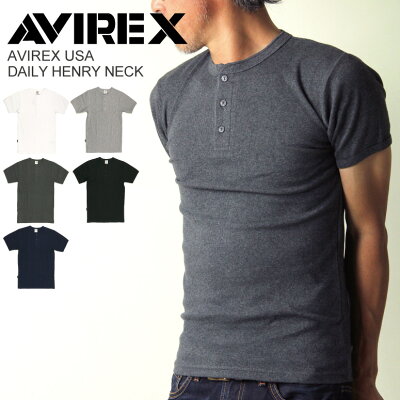 ★ポイント10倍★【送料無料】AVIREX アビレックス avirex アヴィレックス・ヘンリーネック Tシャツ カットソー Tシャツ メンズ レディース(6143504/6183641)【クーポン対象外商品】 プレゼント - Image 1