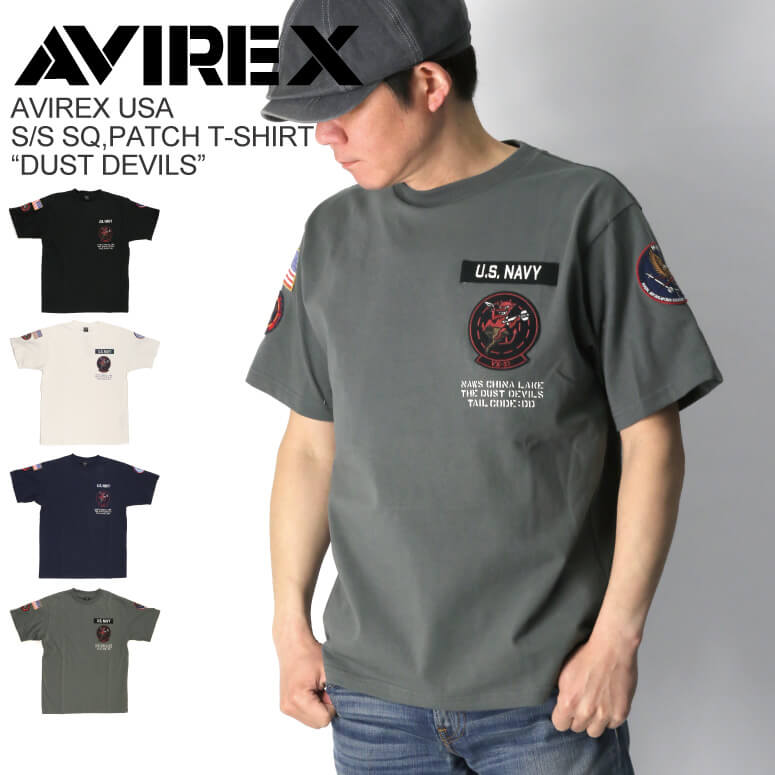 ★期間限定！最大20％OFFクーポン対象商品★AVIREX(アビレックス) アヴィレックス ショートスリーブ Tシャツ スクワッド パッチ ダスト デビル メンズ レディース