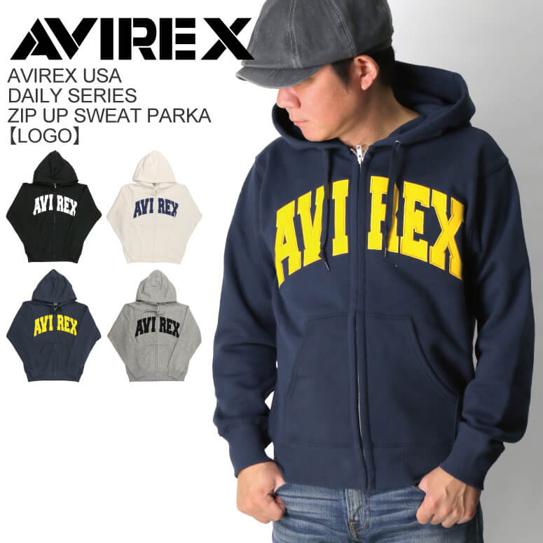 ★ポイント10倍★【送料無料】AVIREX(アビレックス) アヴィレック デイリーシリーズ スウェット フルジップ パーカー 「LOGO」裏起毛 メ..