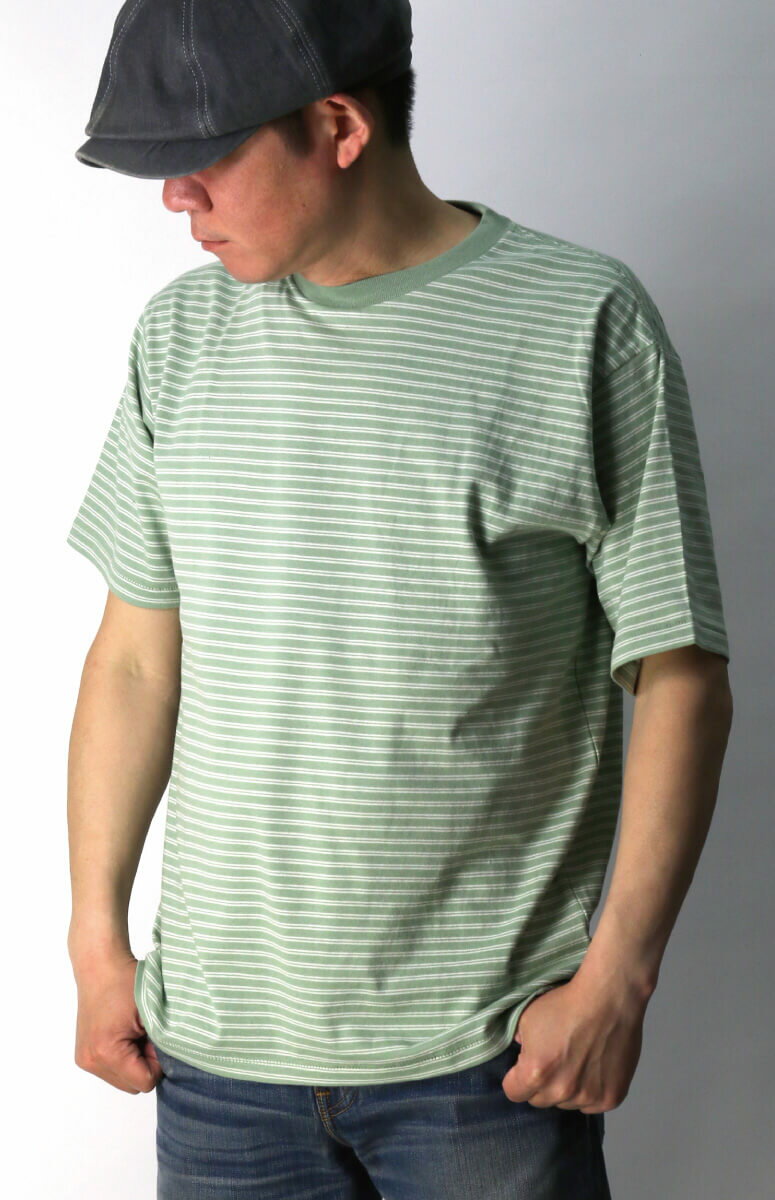 ★期間限定！最大20％OFFクーポン対象商品★【送料無料】Healthknit(ヘルスニット) 【ファンクショナル ファブリック】クラッシック ボーダー クルーネック Tシャツ 抗菌防臭・吸汗速乾 メンズ