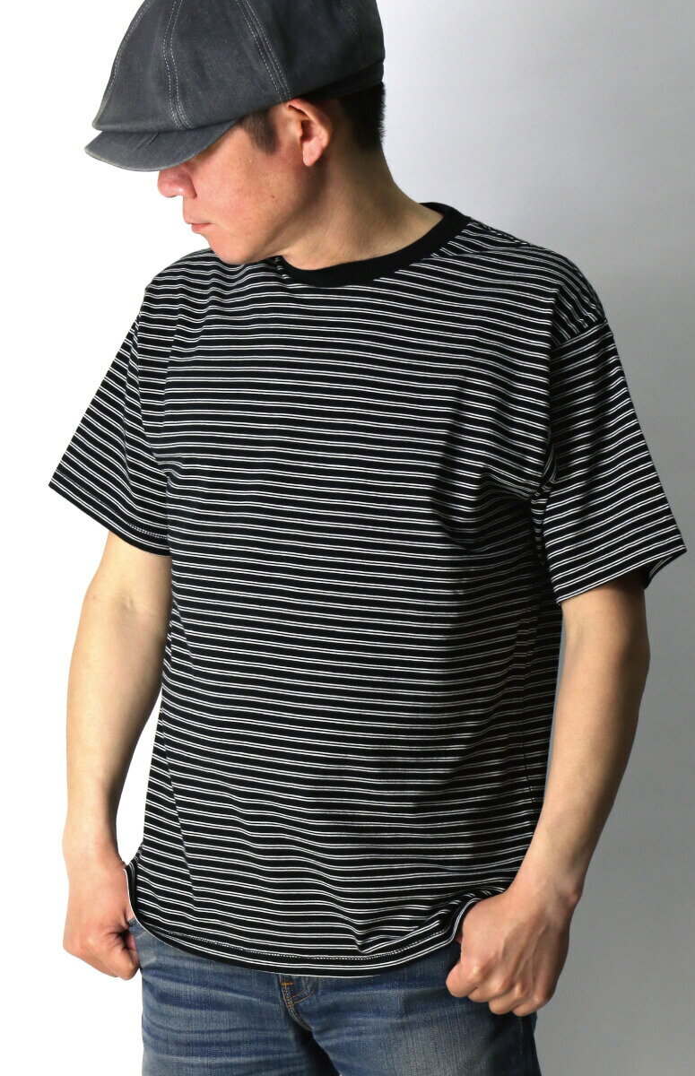 ★期間限定！最大20％OFFクーポン対象商品★【送料無料】Healthknit(ヘルスニット) 【ファンクショナル ファブリック】クラッシック ボーダー クルーネック Tシャツ 抗菌防臭・吸汗速乾 メンズ