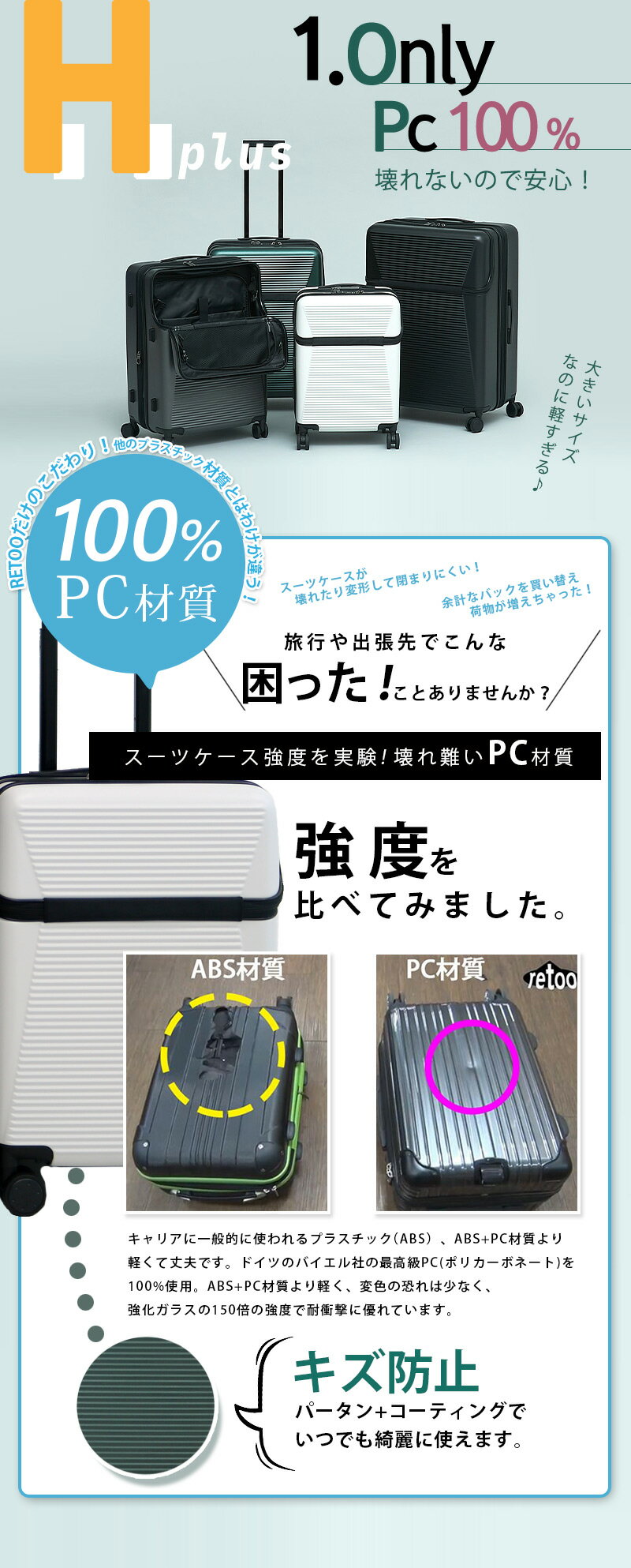 スーツケース Sサイズ フロントオープン PC...の紹介画像3