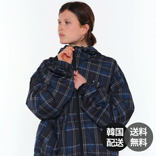 Rakuten - 【韓国】NOIAGO NOI1370 NAVY ウィンドブレーカー チェック柄 ナイロン100% ネイビー メンズ レディース ユニセックス アウター 軽量アウター ジャケット ブルゾン カジュアル ストリート【NOIAGO】