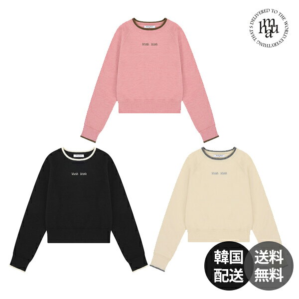 Rakuten - 【韓国】muahmuah ニット ステッチ ラグラン 配色ニット セーター ブラック クリーム ピンク 韓国ファッション レディース カジュアル ガーリー 秋冬 可愛い トレンド ストリート 【muahmuah】
